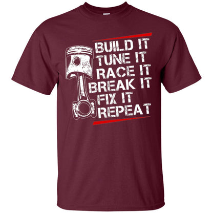 Racecar Steps T-shirt Build It Turn It Race It Maroon