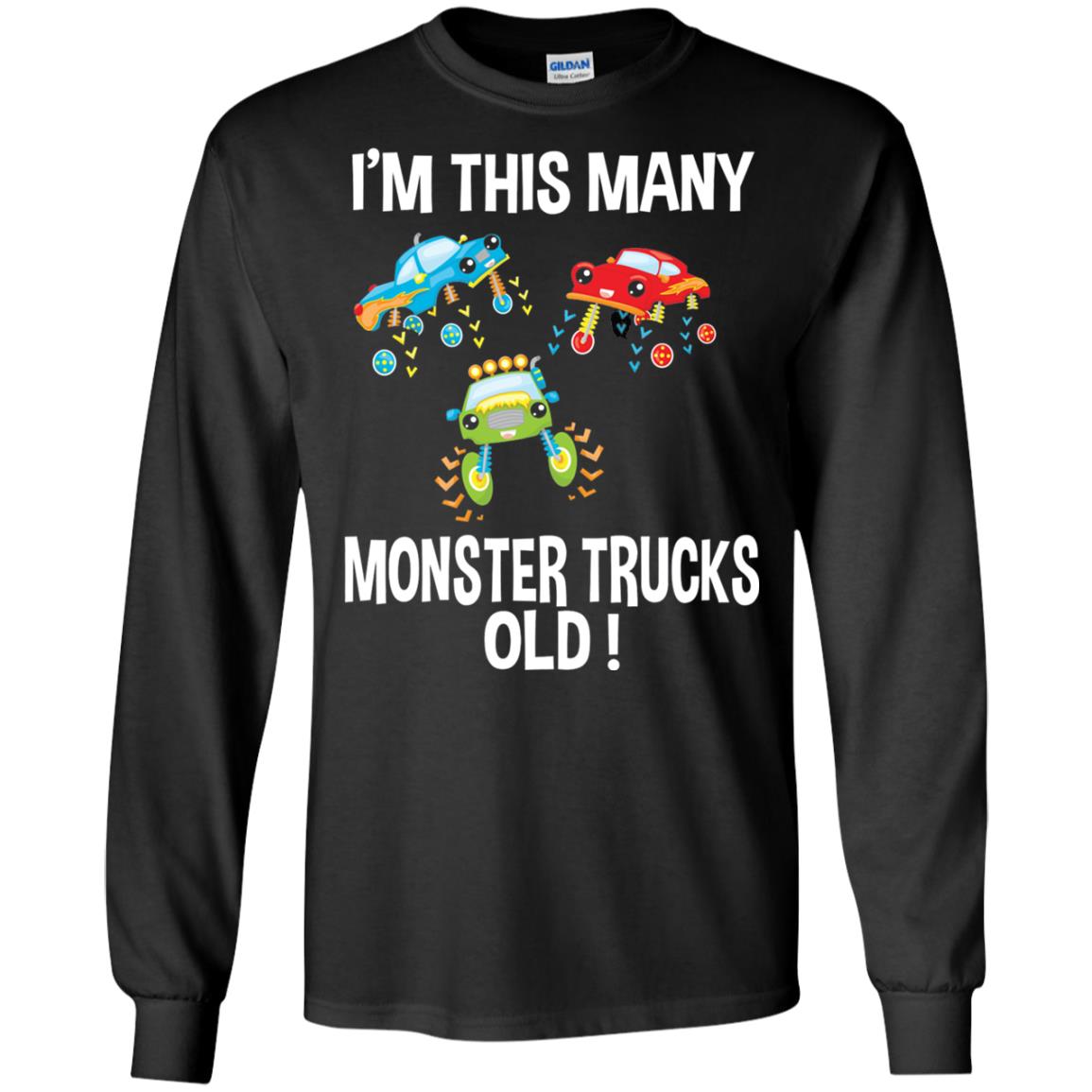 Birthday 3th Shirt Im This Many Monster Trucks Old Black