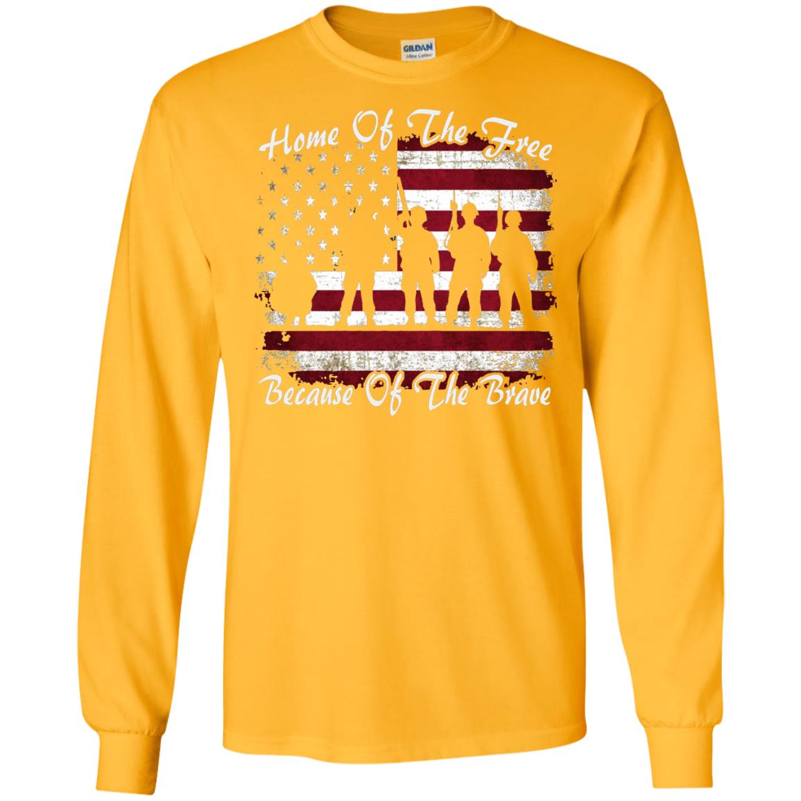 Home Of The Free Because Of The Brave Flag Military Shirt Gold