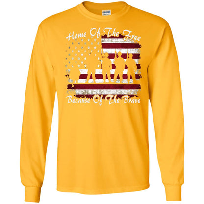 Home Of The Free Because Of The Brave Flag Military Shirt Gold