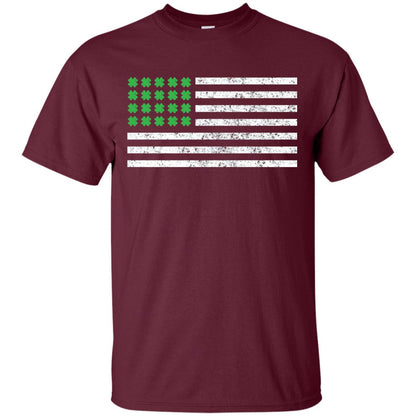 Usa Flag With Irish Shamrock St Patricks Day T-shirt Maroon