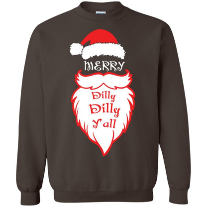 Christmas T-shirt Merry Dilly Dilly Y'all Dark Chocolate