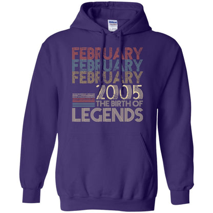 February Retro Classic Vintage 2005 The Birth Of Legends 13th Birthday T-shirt Purple