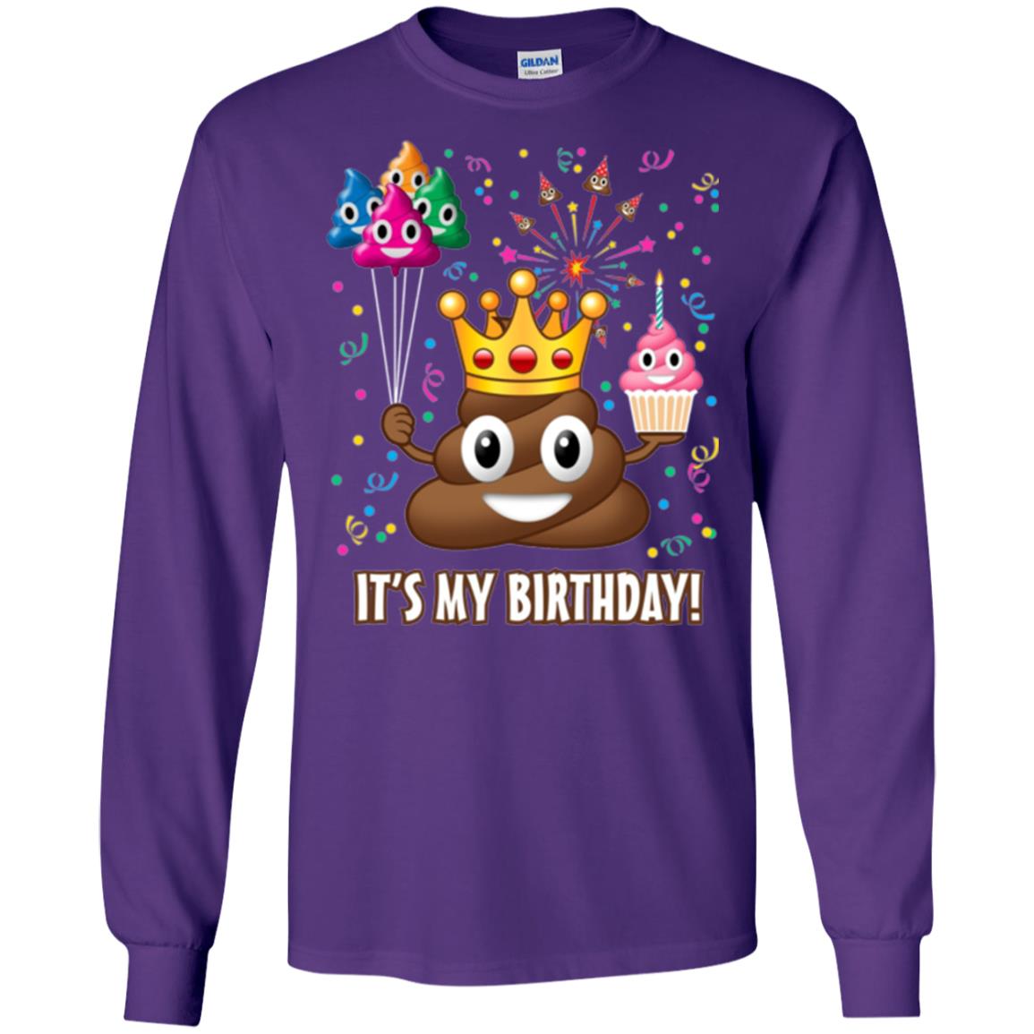 Poop Emoji T-shirt It_s My Birthday Purple
