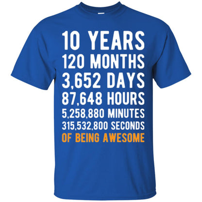 Birthday T-shirt 10 Years Old Of Being Awesome Royal