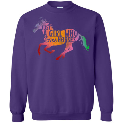 Just A Girl Who Loves Horses Equestrian T-shirt Purple
