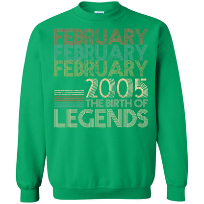 February Retro Classic Vintage 2005 The Birth Of Legends 13th Birthday T-shirt Irish Green