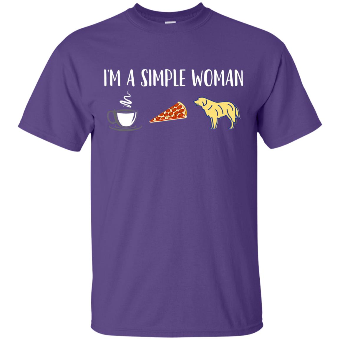 Im A Simple Woman Coffee Pizza Golden Retriever Lover Shirt Purple