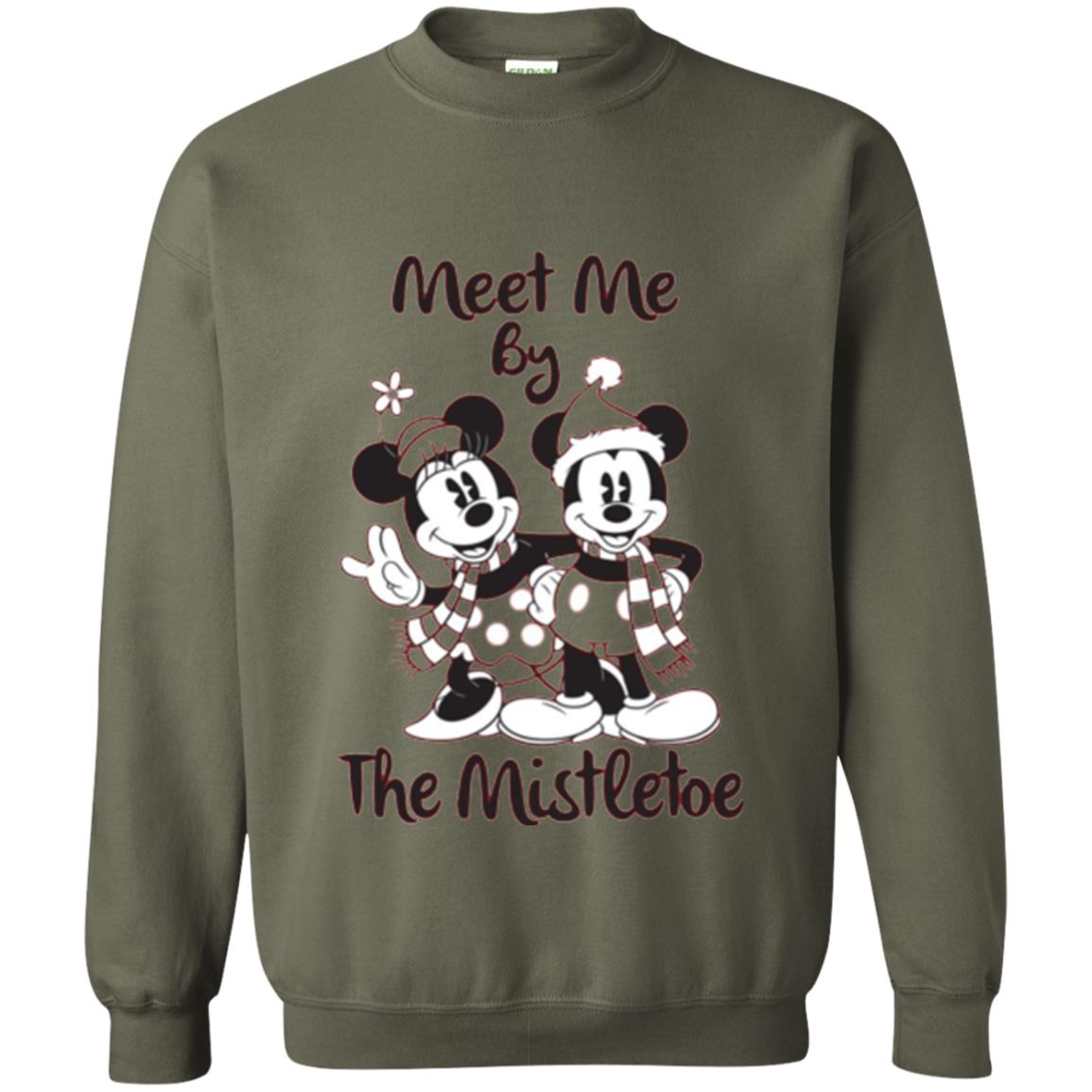 Christmas T-shirt Meet Me By Mistletoe Military Green