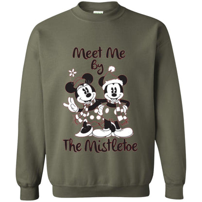 Christmas T-shirt Meet Me By Mistletoe Military Green