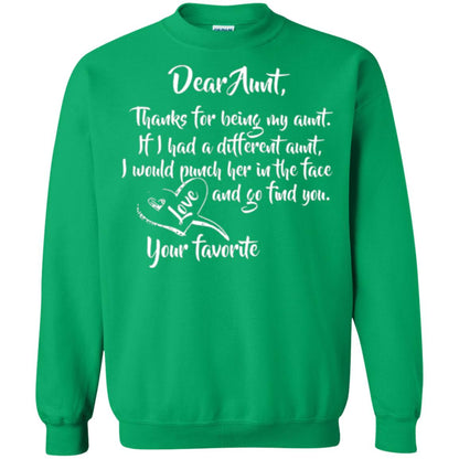 Family T-shirt Dear Aunt Thanks For Being My Aunt Irish Green