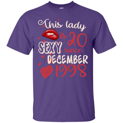 This Lady Is 20 Sexy Since December 1998 20th Birthday Shirt For December Womens Purple