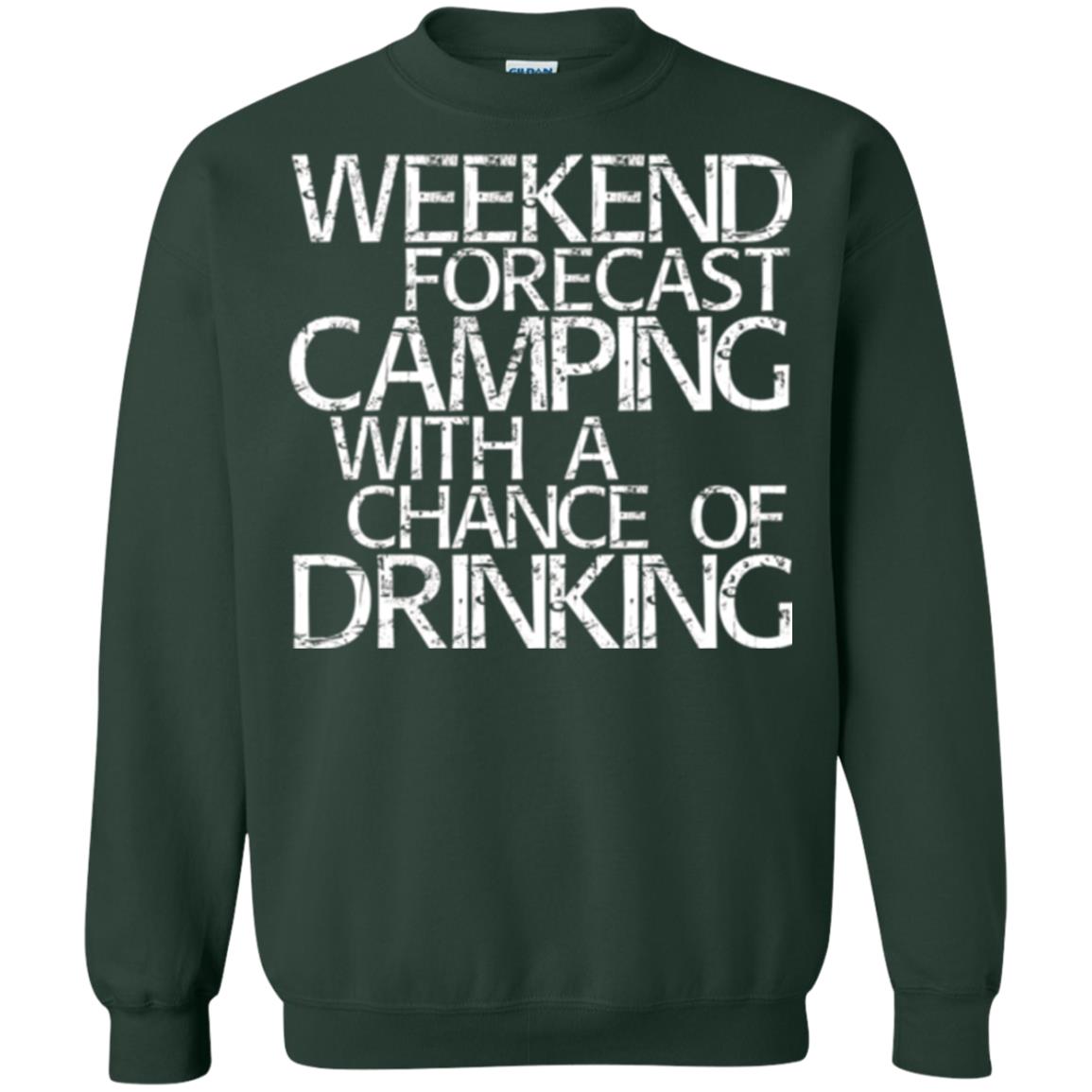 Wine Lovers T-shirt Weekend Forecast Camping Forest Green