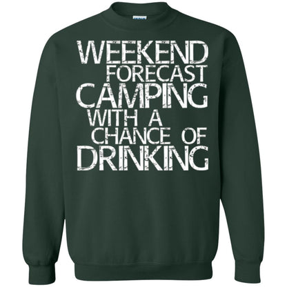 Wine Lovers T-shirt Weekend Forecast Camping Forest Green