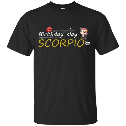 Cute Scorpio Girl Birthday Lip Slay T-shirt Black