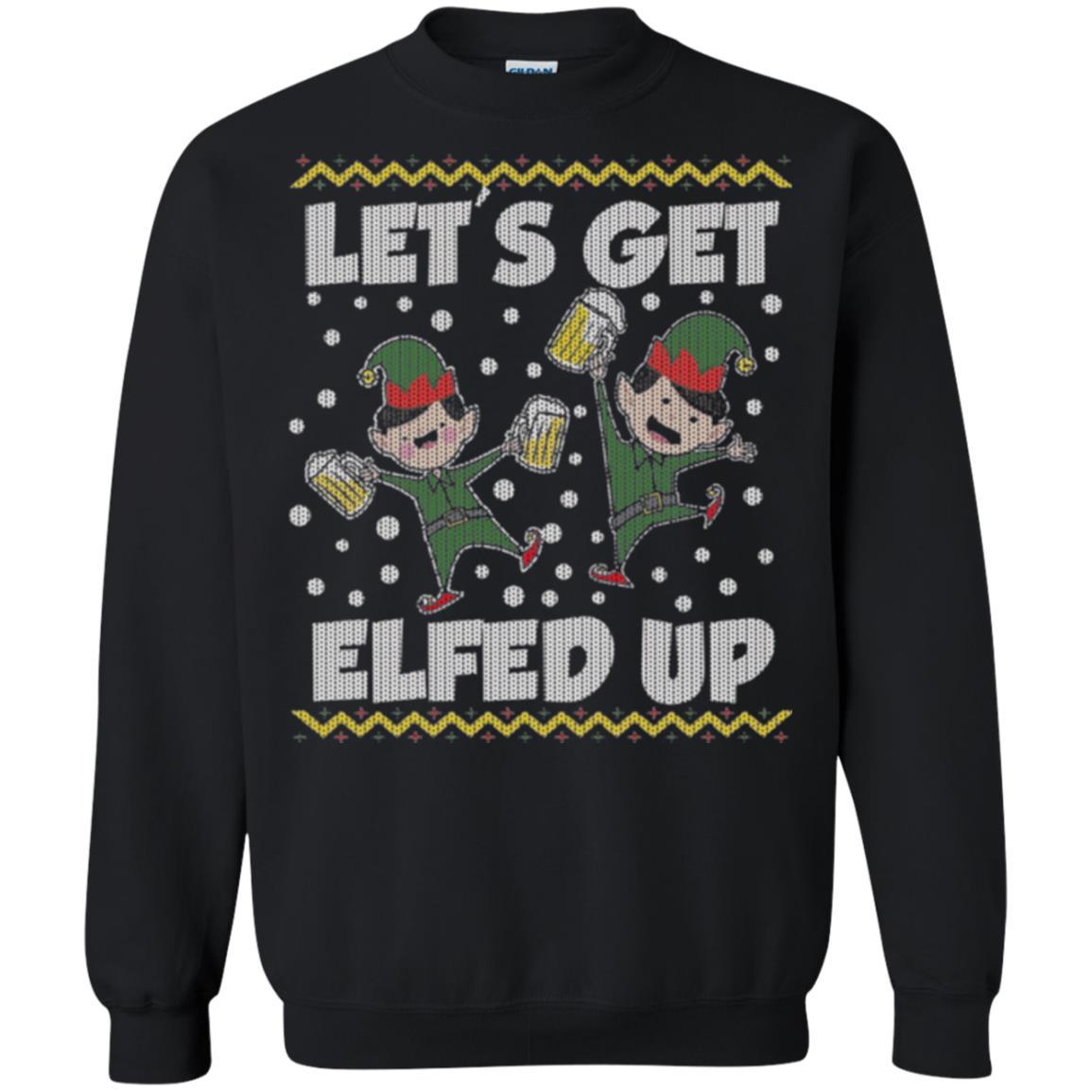 Christmas T-shirt Let's Get Elfed Up Black
