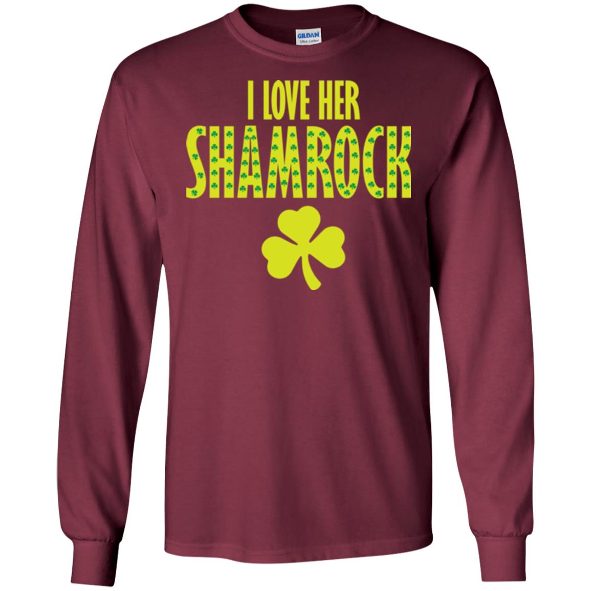 St. Patrick's Day T-shirt I Love Her Shamrock Maroon