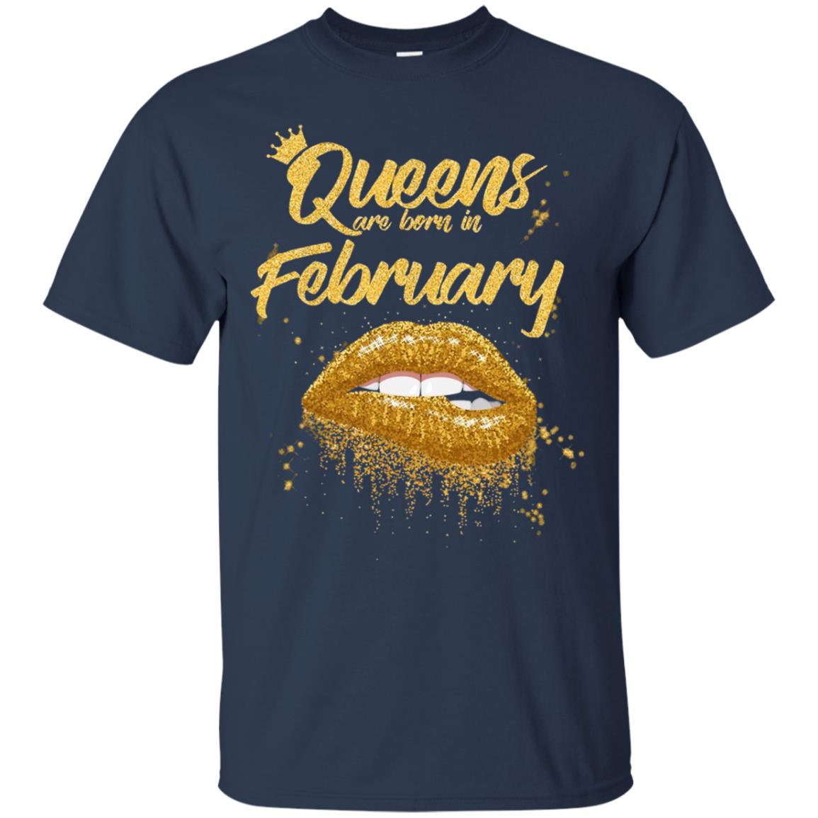 Black Women T-shirt Queens Are Born In February Birthday Navy