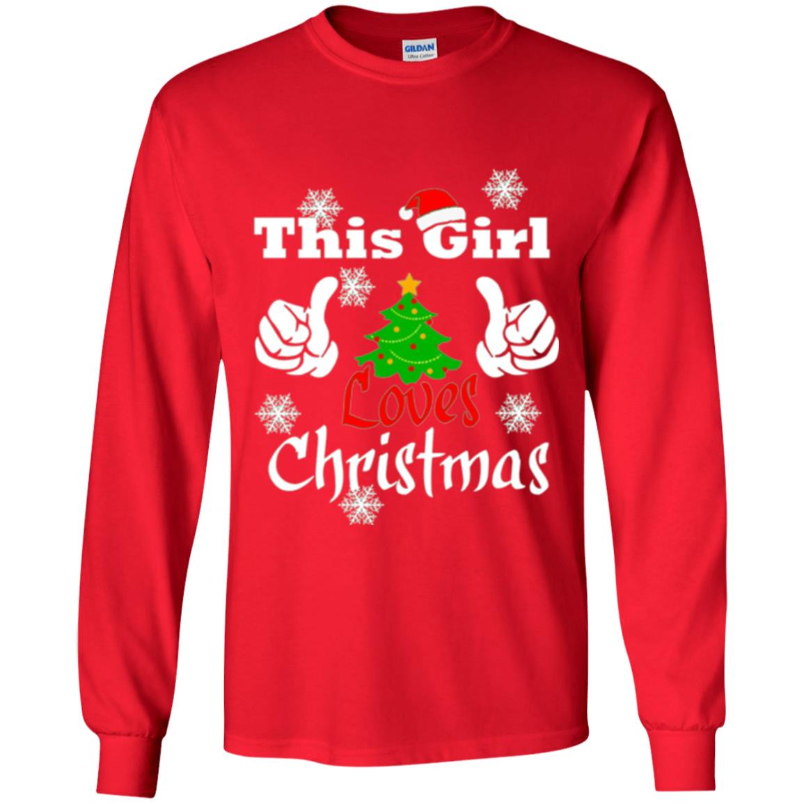 Funny Christmas This Girl Loves Christmas T-shirt Red