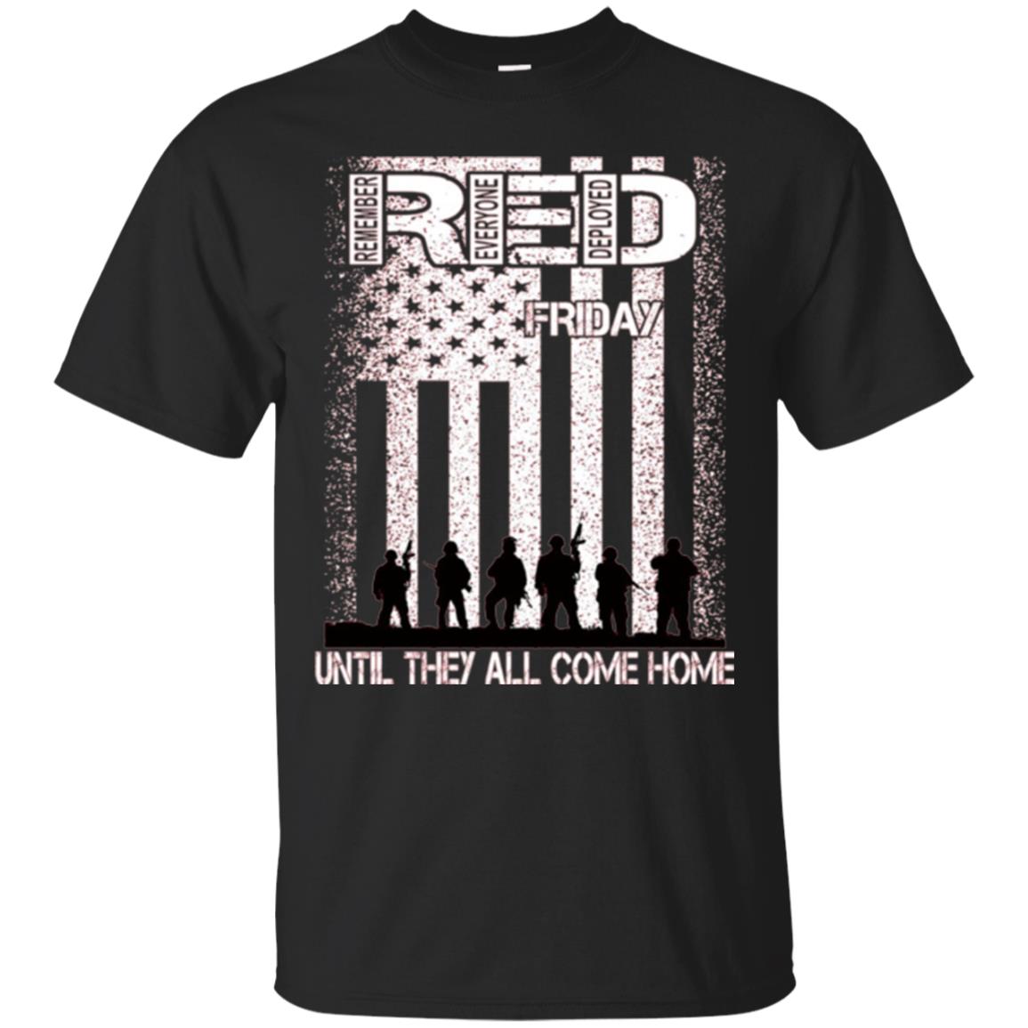 Red Friday Military T-shirt Untill They All Come Home Black