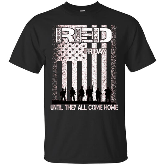 Red Friday Military T-shirt Untill They All Come Home Black