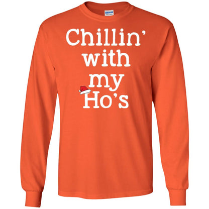 Christmas T-shirt Chillin With My Ho_s Orange