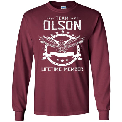 Family T-shirt Team Olson Lifetime Member Maroon