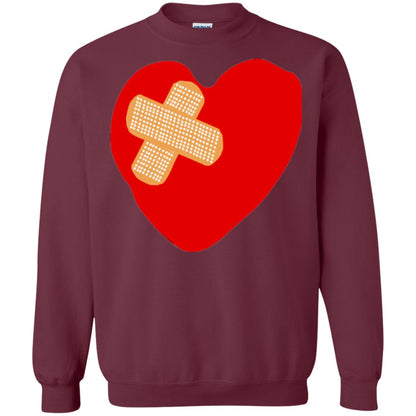 Funny Patched Up Heart Graphic T-shirt Maroon