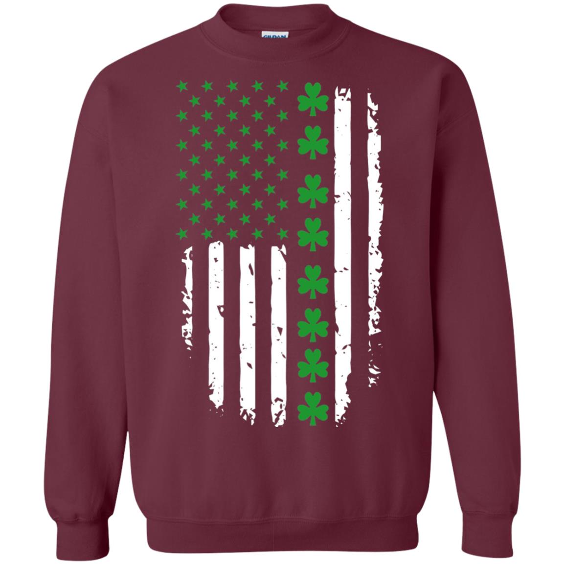St. Patrick's Day T-shirt Irish American Flag T-shirt Maroon