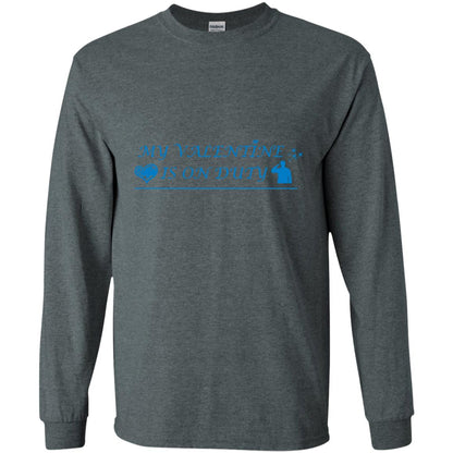 My Valentine Is On Duty Military's Girlfriend Shirt Dark Heather