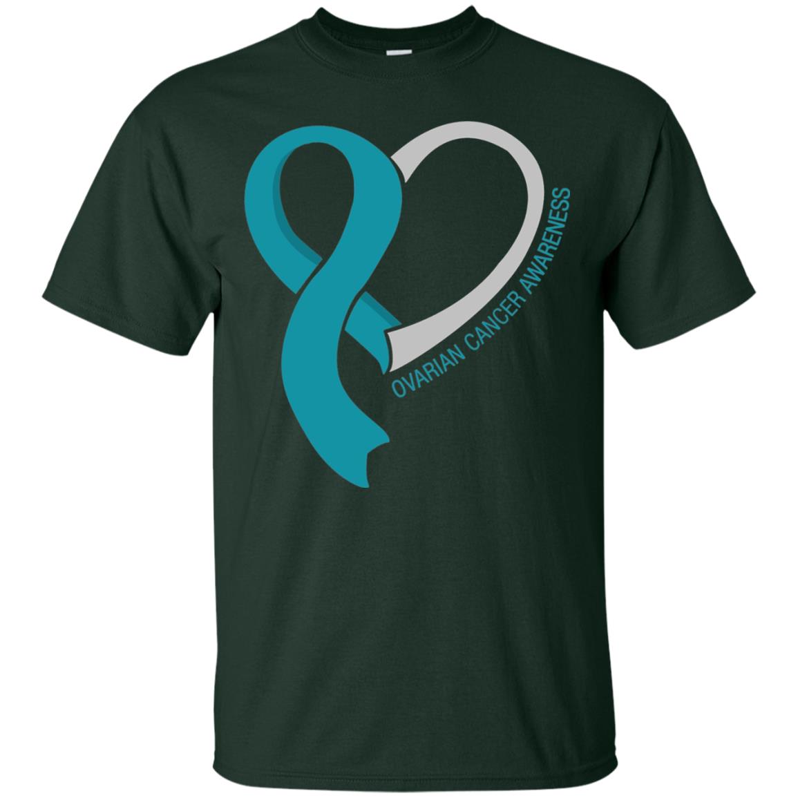 Ovarian Cancer Teal Heart Ribbon Awareness Ovarian Cancer T-shirt Forest