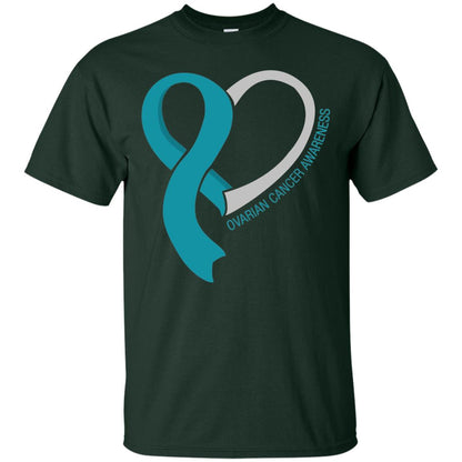 Ovarian Cancer Teal Heart Ribbon Awareness Ovarian Cancer T-shirt Forest