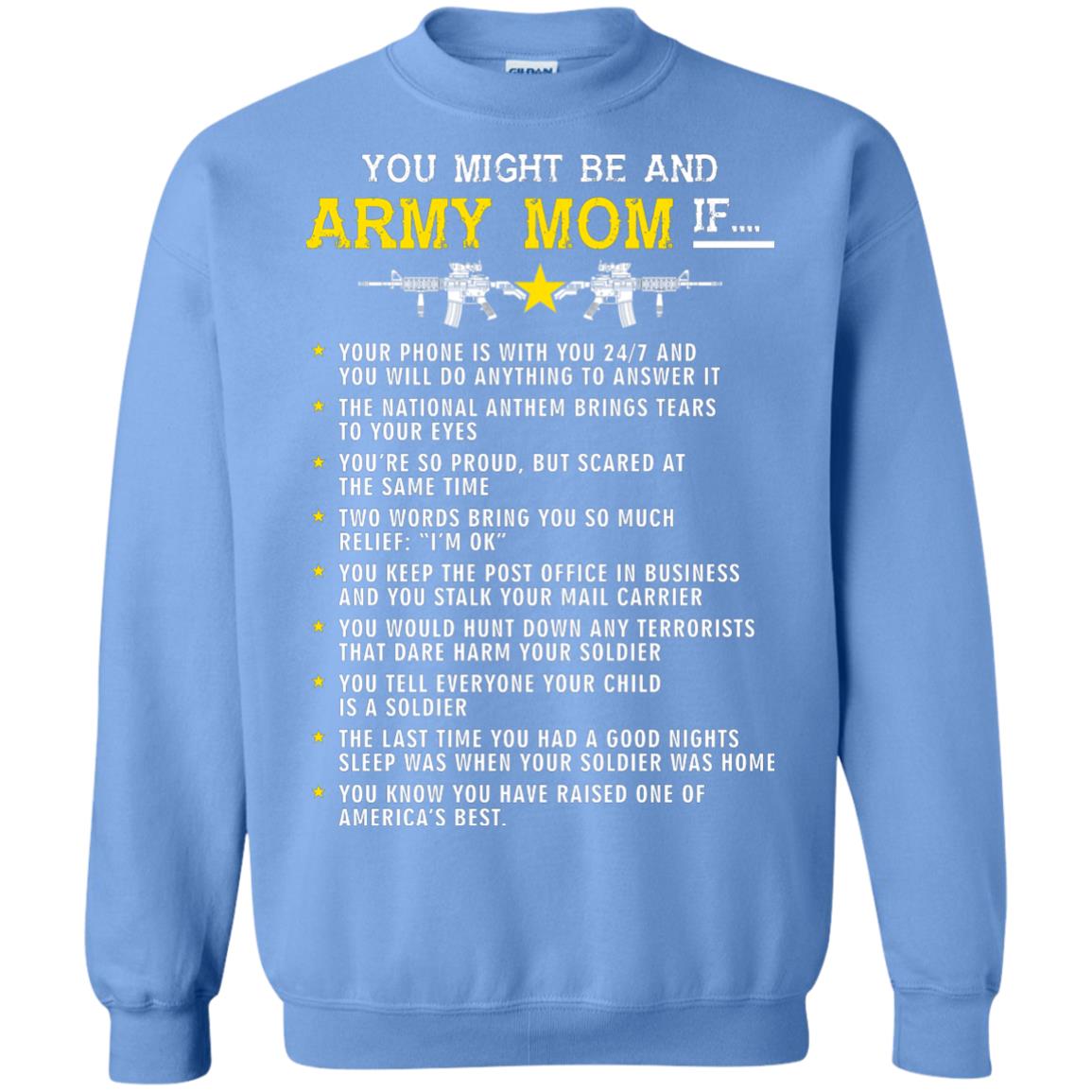 Veteran T-shirt You Might Be An Army Mom If Carolina Blue
