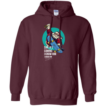 Christmas T-shirt Santa's Coming I Know Him Maroon