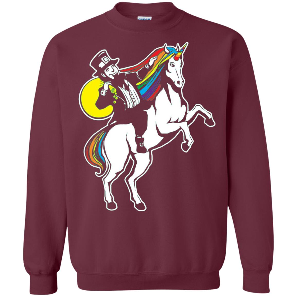 Lepricorn Leprechaun Riding Unicorn St Patrick_s Day T-shirt Maroon