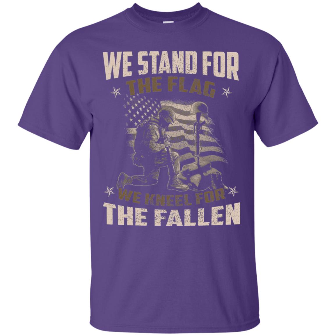 Veteran T-shirt We Stand For The Flag, We Kneel For The Fallen Purple