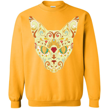 Cat Sugar Skull Design T-shirt Gold
