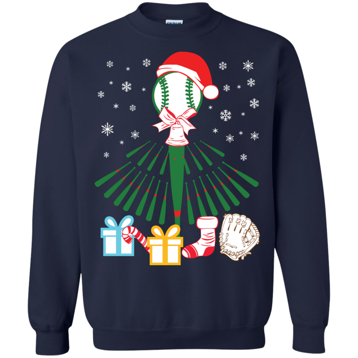 Baseball Christmas T-Shirt Navy