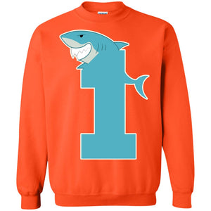 1st Birthday Shark Party ShirtG180 Gildan Crewneck Pullover Sweatshirt 8 oz.