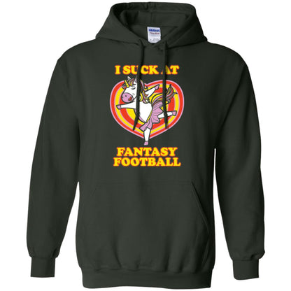 Funny Unicorn Loser T-shirt I Suck At Fantasy Football Forest Green