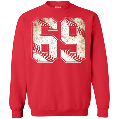 Baseball Player T-shirt Jersey Number 69 Retro Vintage Red