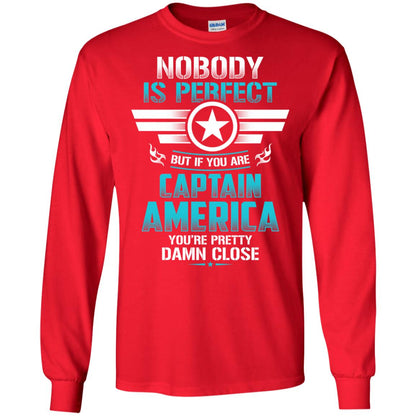 Nobody Is Perfect But If You Are Captain America You_re Pretty Damn Close Movie Fan T-shirt Red