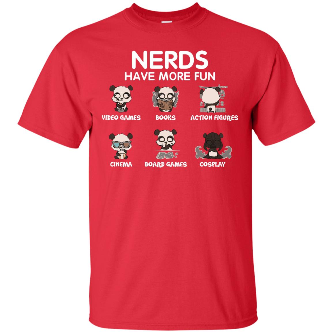 Nerds Have More Fun Video Games Books Action Figures Shirts Red