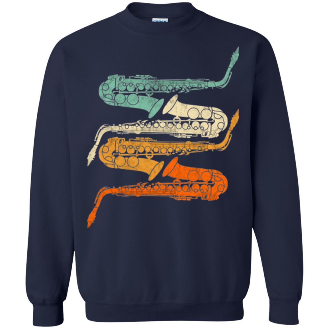 Saxophonist T-shirt Vintage Retro 70s Saxophone Navy
