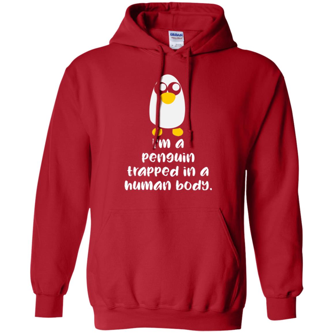 Penguin Lovers T-shirt I_m A Penguin Trapped In A Human Body Red