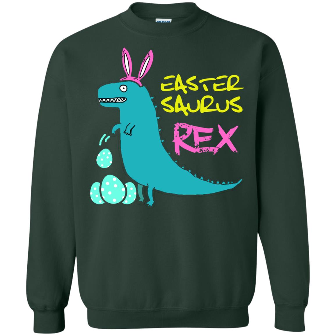 Easter Saurus Trex Bunny Dinosaur T-shirt Forest Green