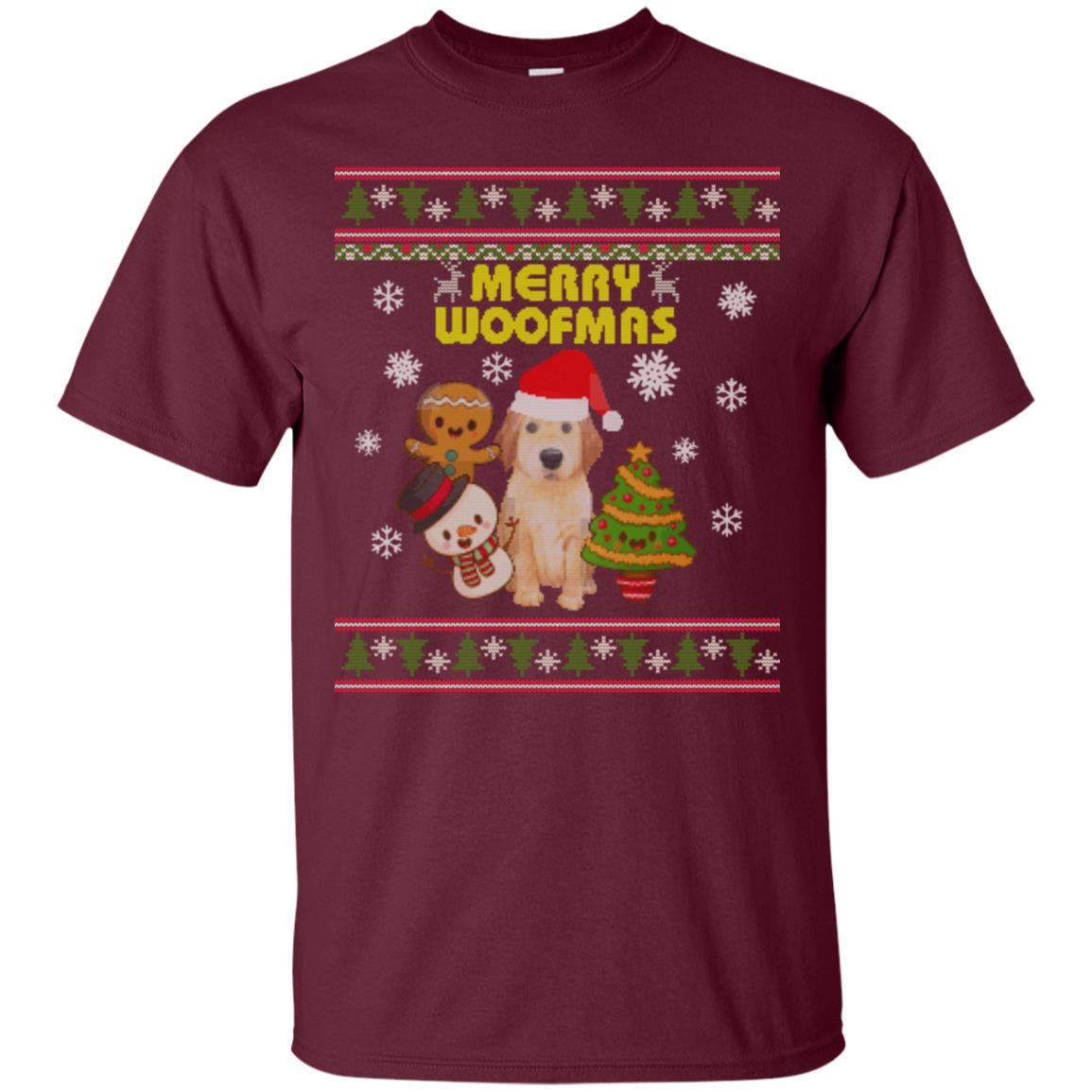 Merry Woofmas Dogs Lovers X-mas 2018 Gift Shirt Maroon