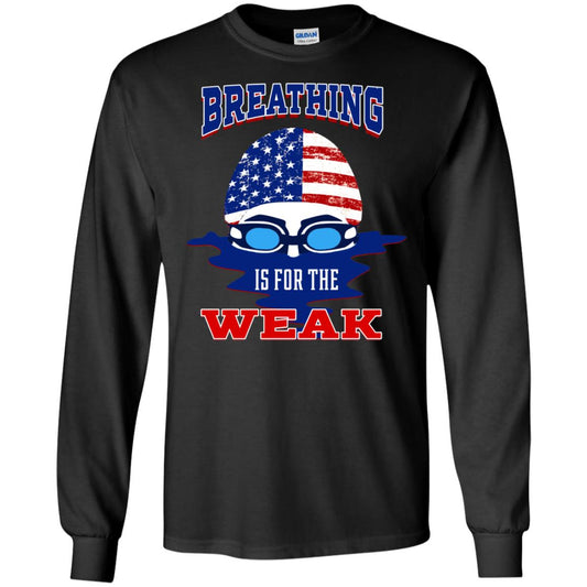 Breathing Is For The Weak Swimmer Gift Shirt Black