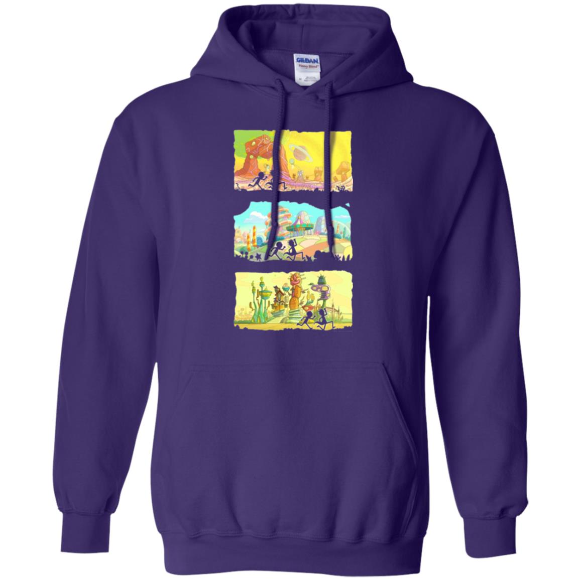 Movie T-shirt Running Silhouettes On Alien Land Purple