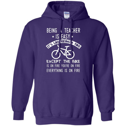 Being A Teacher Is Easy It’s Like Riding A Bike Teacher T-shirt Purple